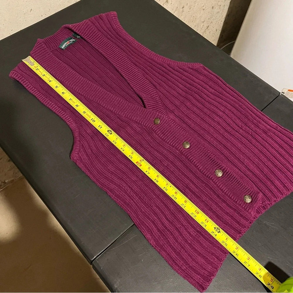 Y2K Vtg American Eagle Magenta Knit Sweater Vest S Chunky Cabincore Preppy Fall - Picture 7 of 7